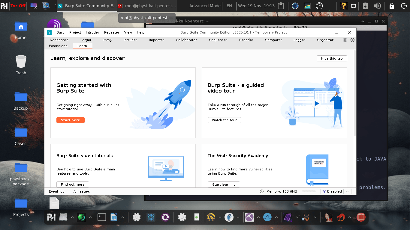 PhysiHack OS Burpsuite Scan
